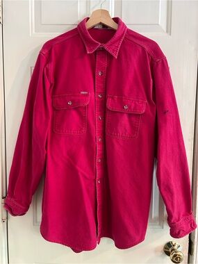 Vintage Style Carhartt Red Button-Up Overshirt